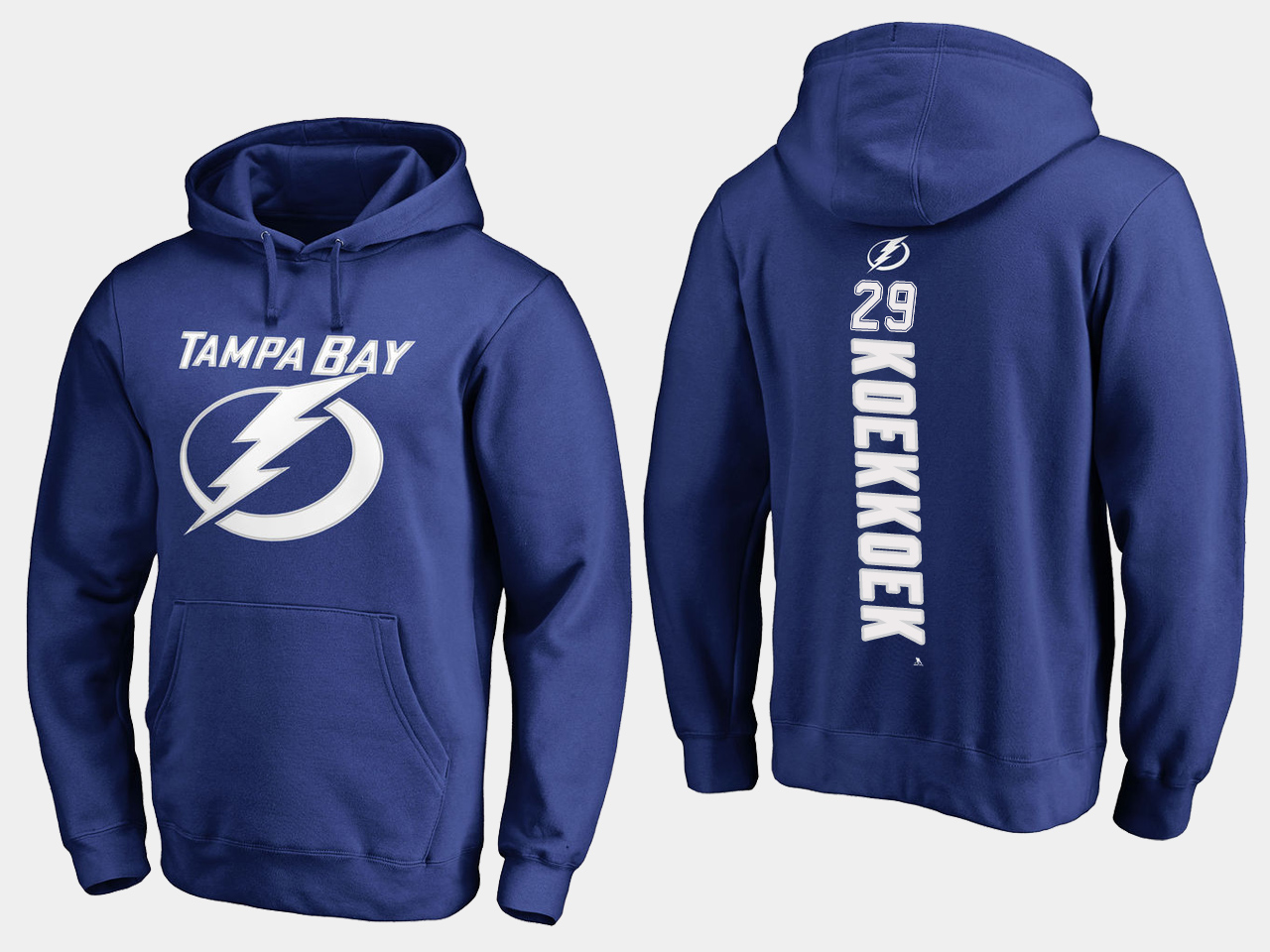 NHL Men adidas Tampa Bay Lightning 29 Koekkoek blue hoodie